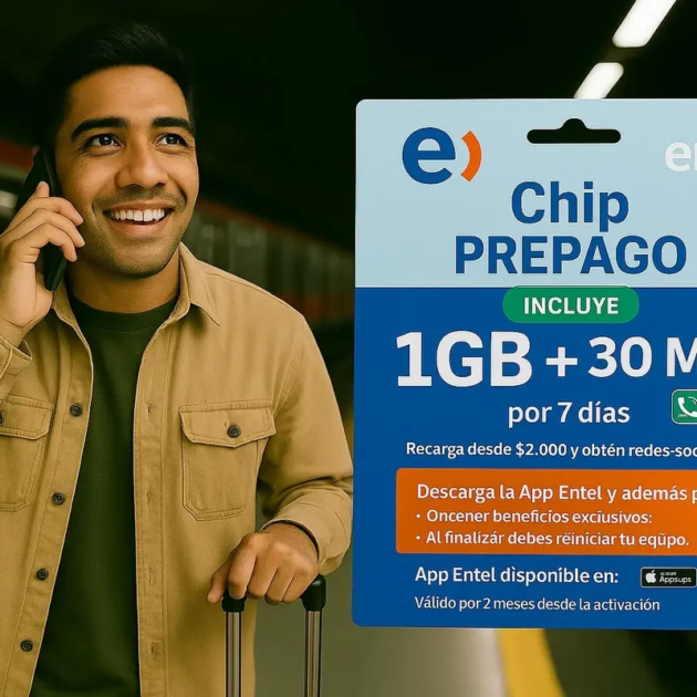 Chip Entel Prepago Carga Inicial 1gb + 30 Minutos X 7 Dias